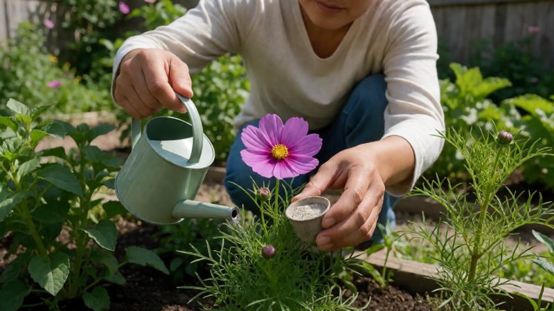 cosmos flower in garden 浇水与施肥:花园里的少即是多养护逻辑